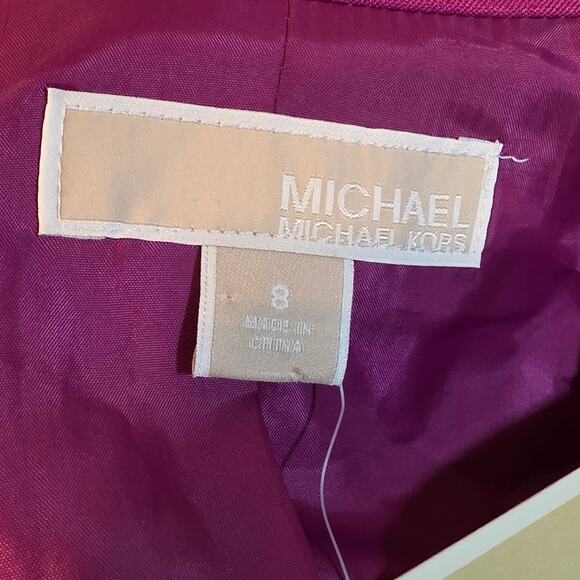 Michael Kors Magenta Ruched Sleeve Blazer NWT Sz 8 - Picture 9 of 13
